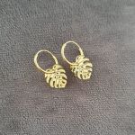Jasmin-gold Gold Plated 925 Sterling Silver Leaf Hoop Earrings Size 12MM Hoops