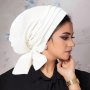 1PC Solid Color Thread Four Bars Long Tail Turban Hat Chemo Hat Women's Long Tail Hat Ethnic Bag Head Hats