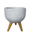 Rustic Round Japi Planter Cache Pot With Stand JVRD33 - One Size 330MM Width X 550MM Height Burnt Cement