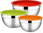 Homgem 6-PIECE Stainless Steel Mixing Bowls With Lids Colorful