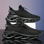 Men's Shock Absorption Blade Type Shoes Breathable Lace Up Non-slip Shoes For Jogging Walking