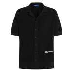 Short-sleeved Knit Polo Shirt -black