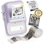NB607 - - B21_PRO - 300DPI - Portable Thermal Label Bluetooth Printer Incl Free Label Roll 50X30MM Purple