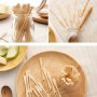 100pcs Heart-Shaped Bamboo Fruit Forks - Sustainable Disposable Picks For Kitchen & Restaurant Use