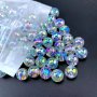 100pcs Mermaid Princess Ab Color Acrylic Beads 4-6mm Transparent Round With Straight Holes For DIY Jewelry Making - Ideal For Bracelets & Necklaces Beads