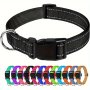 1PC Reflective Striped Dog Collar Escape Proof Nylon Dog Collar With Quick Release Buckle For Small Medium Large Sized Dogs