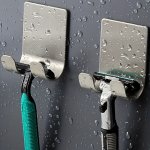1PC Bathroom Stainless Steel Razor Holder Storage Hook Wall Men Shaving Shaver Shelf Punch Free Razor Rack Accessories Organizat