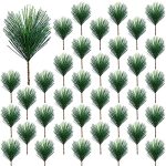70 Pieces Artificial Pine Needles Branches 3.9 X 3.1 Inches Small Twigs Stems Picks Green Plants Fake Greenery For Christmas Gar