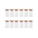 12 Piece Square Canister Set With Bamboo Lids Clear