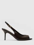 Lana Peep Toe Heeled Slingback - 40 Chocolate Brown