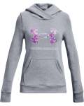 Girls' Ua Rival Fleece Logo Hoodie - Steel Medium HEATHER-036 Ysm