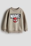 Oversized Printed Sweatshirt - Beige