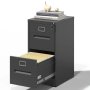 Steel Vertical 2 Drawer Filing Cabinet Inner Handle With Card Slots - Black