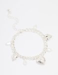 Silver Pearl Heart Charm Bracelet