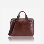 Brando 15" Double Gusset Leather Laptop Bag Black - Ys Travel Bags