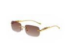 Oval Rimless Sunglasses Cheetah Frame Design