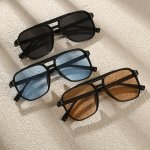 3PCS Double Bridge Glasses For Women Men Casual Fashion Sun Shades For Driving Beach Travel