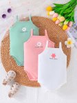 3PCS Baby's Cartoon Flower Print Triangle Bodysuit Casual Sleeveless Romper Toddler & Infant Girl's Onesie For Summer As Gift