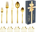 Flatware Knife Fork Spoon Sets - Gold Stainless Steel Cutlery Set