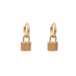 Goldair Gold Lock Pendant Hoop Earrings - Gold