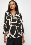 Ladies 3 4 Sleeve Key Hole Neck Blouse In Black Multi - Black Multi 2XL