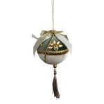 Fabric Christmas Tree Ornament Gold Ribbon 26CM