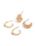 Goldair Gold Cable & Diamante Huggie Earrings 2-PACK