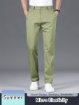 Men's Solid Pants With Pockets Light Business Style Regular Fit Trousers For Outdoor Activities Daily Wear For Spring And Autumn