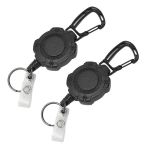Retractable Key Holder For Belts 2-PACK Heavy Duty Clip