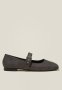 Cotton On Gia Square Mary Jane Ballet - Grey Distressed Vegan Leather