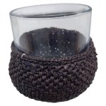 Glass Vase With Holder 2 Piece Brown