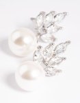 Silver Cubic Zirconia Pearl Drop Earrings