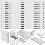 Pegboard Set 03: 6-PIECE White Square Pegboards And Accessories Plastic Organizer Kitchen Rack