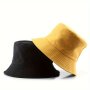 Unisex Reversible Bucket Hat With Double-layered Fabric For Sun Protection