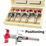 Woodworking Hole Opener Set Positioning Hard Alloy Flat Wing Drill Adjustable Hinge Hole Expander 15-35MM With Wooden Box
