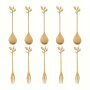 10PCS Stainless Steel Fork Fruit Fork Dessert Fork Stainless Steel Spoon Golden Spoon Coffee Cup Spoon Fork Spoon Set Tableware Set Suitable For Home