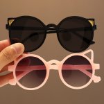 2PCS Girl's Cute Animal Cartoon Ears Fashion Glasses Outdoor Sun Protection Children Lovely Vintage Fashion Glasses Protection C