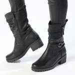 Ladies Cleated Midcalf Boot - Black - 8