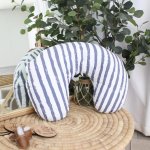 Feeding Pillow Cover Dusky Blue And White Stripe Whale Fantasy Set