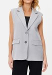 Regular Padding Woven Vest - Gray