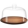 Wooden Cake Stand With Glass Dome Lid For Dessert Display 33CM Large
