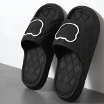 Men's Cartoon Bear Print Eva Slides Non Slip Quick-drying Open Toe Slippers For Indoor Outdoor Walking And Shower