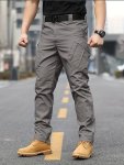 Men's Solid Color Multi-pocket Tactical Cargo Pants Durable And Versatile Bottoms For Outdoors Activities