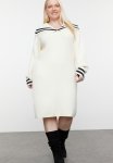 Sailor Collar Premium Soft Fabric Knitwear Dress - Cream