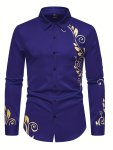 Men's Long-sleeved Shirt With Golden Printing