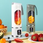 1PC USB Rechargeable Portable Juicer MINI Blender MINI Ice Crusher Three Modes Digital Display 12 Blades 450ML Easy To Clean Sui