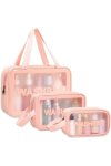 Senza Waterproof Transparent Travel Toiletry Bags Pink