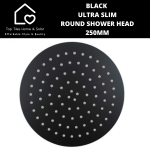 Black Ultra Slim Round Shower Head - 250MM