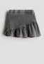 Flounced Denim-look Skirt - Grey