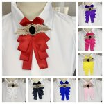 Elegant Ribbon Bow Brooch Pin Fancy Collar Flower For Daily Shirt Party Accessory Multilayer Shirt Bowtie